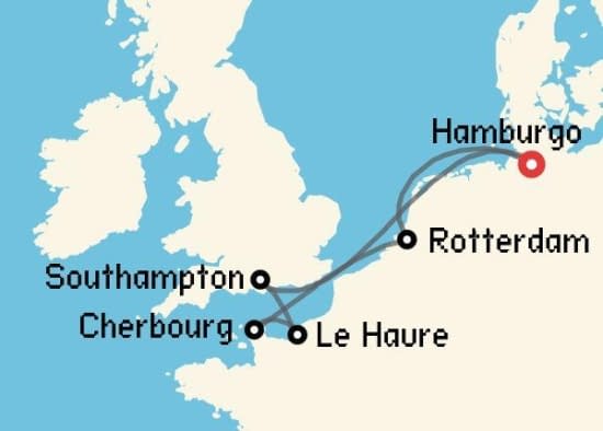 Itinerario del Crucero Báltico y Norte de Europa desde Hamburgo MSC Cruceros