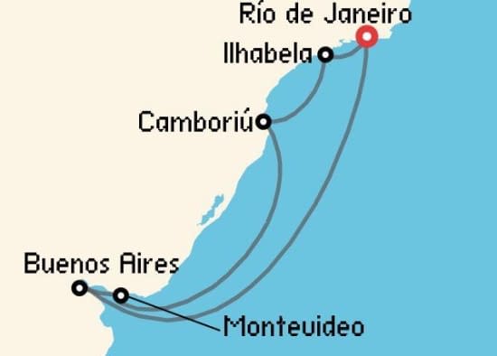 Itinerario del Crucero Sudamérica desde Río de Janeiro Costa Cruceros