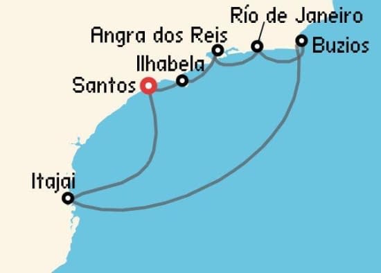 Itinerario del Crucero Sudamérica desde Santos - Sao Paulo MSC Cruceros
