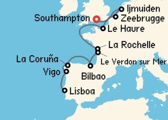 Itinerario del Crucero Báltico y Norte de Europa desde Southampton Norwegian Cruise Line