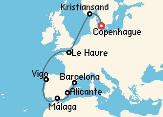 Itinerario del Crucero Báltico y Norte de Europa desde Copenhague Costa Cruceros
