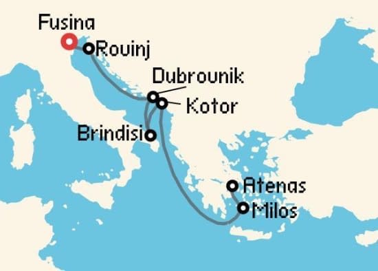 Itinerario del Crucero Islas Griegas desde Fusina - Venecia Explora Journeys