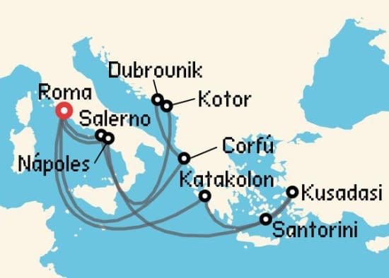 Itinerario del Crucero Islas Griegas desde Roma - Civitavecchia Princess Cruises