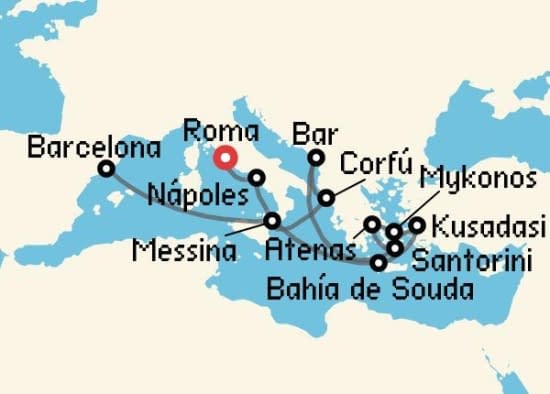 Itinerario del Crucero Islas Griegas desde Roma - Civitavecchia Princess Cruises