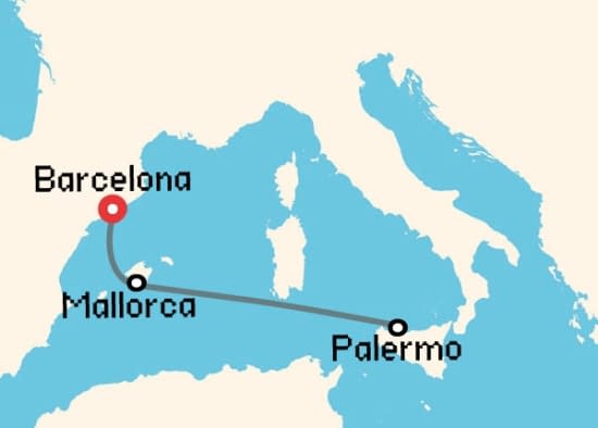 Itinerario del Crucero Mediterráneo desde Barcelona Costa Cruceros