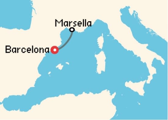 Itinerario del Crucero Mediterráneo desde Barcelona MSC Cruceros