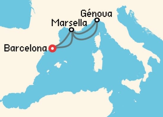 Itinerario del Crucero Mediterráneo desde Barcelona Costa Cruceros