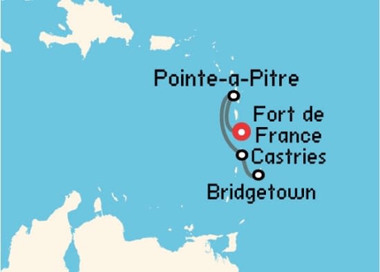 Itinerario del Crucero Caribe desde Fort de France - Martinica MSC Cruceros