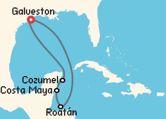 Itinerario del Crucero Caribe desde Galveston Carnival Cruise Lines