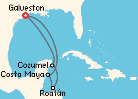 Itinerario del Crucero Caribe desde Galveston Carnival Cruise Lines