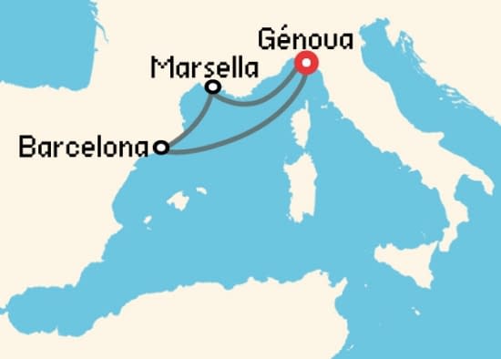 Itinerario del Crucero Mediterráneo desde Génova Costa Cruceros