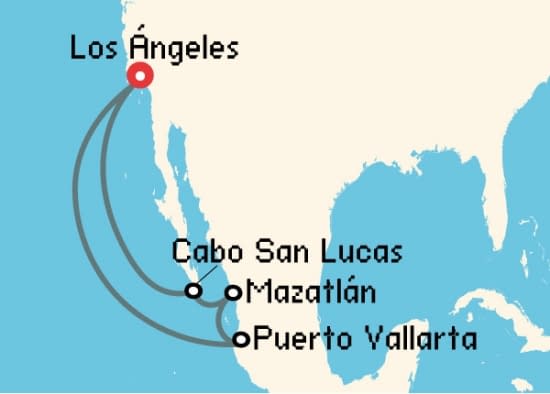 Itinerario del Crucero Riviera Mexicana desde Los Ángeles Princess Cruises