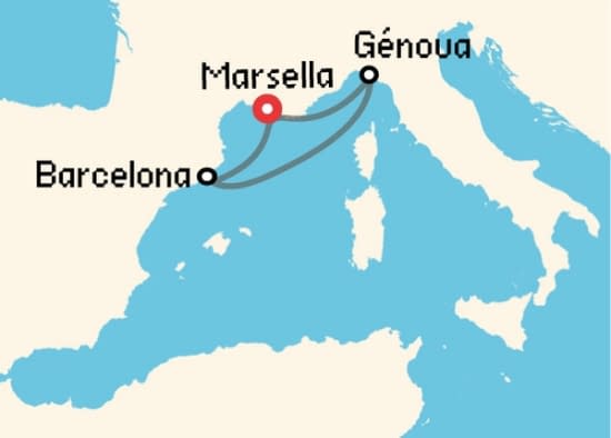 Itinerario del Crucero Mediterráneo desde Marsella Costa Cruceros