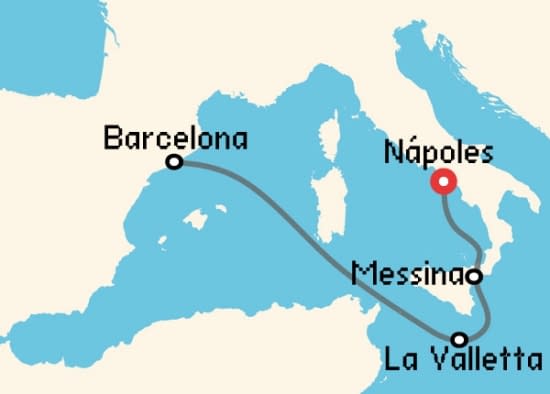 Itinerario del Crucero Mediterráneo desde Nápoles MSC Cruceros