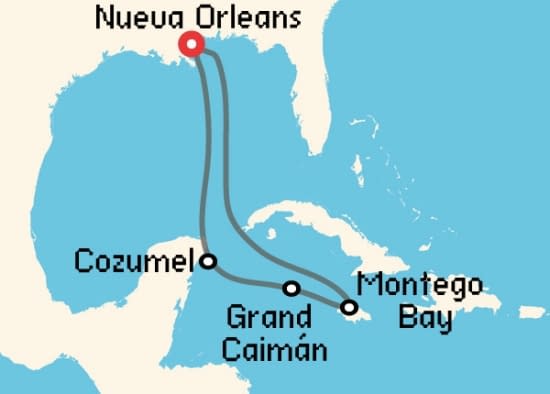 Itinerario del Crucero Caribe desde Nueva Orleans Carnival Cruise Lines