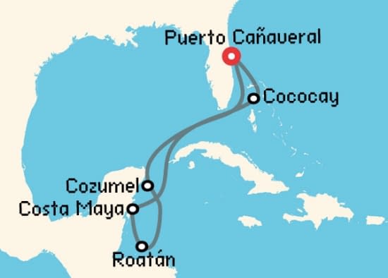 Itinerario del Crucero Caribe desde Puerto Cañaveral Royal Caribbean