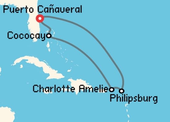 Itinerario del Crucero Caribe desde Puerto Cañaveral Royal Caribbean