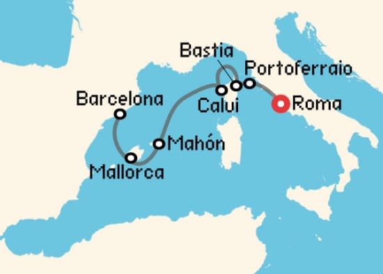Itinerario del Crucero Mediterráneo desde Roma - Civitavecchia Windstar Cruises