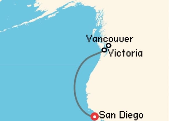 Itinerario del Crucero Alaska desde San Diego Holland America