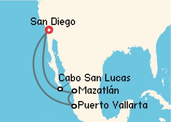 Itinerario del Crucero Riviera Mexicana desde San Diego Norwegian Cruise Line