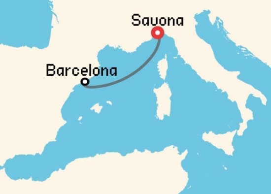 Itinerario del Crucero Mediterráneo desde Savona Costa Cruceros