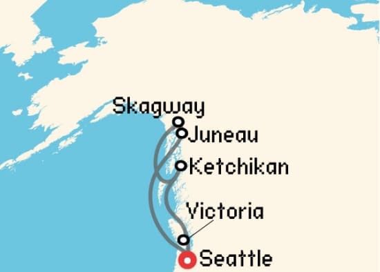 Itinerario del Crucero Alaska desde Seattle Norwegian Cruise Line