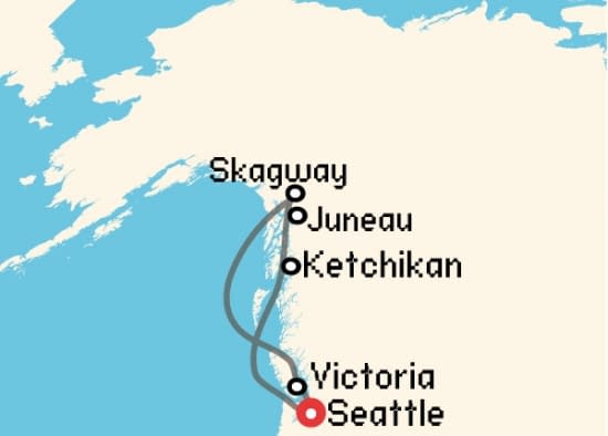 Itinerario del Crucero Alaska desde Seattle Princess Cruises