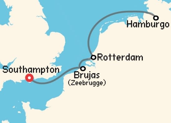 Itinerario del Crucero Báltico y Norte de Europa desde Southampton Cunard