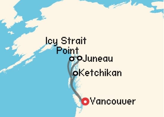 Itinerario del Crucero Alaska desde Vancouver Celebrity Cruises