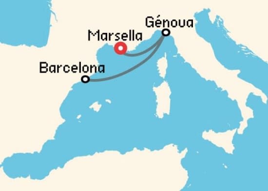 Itinerario del Crucero Mediterráneo desde Marsella MSC Cruceros