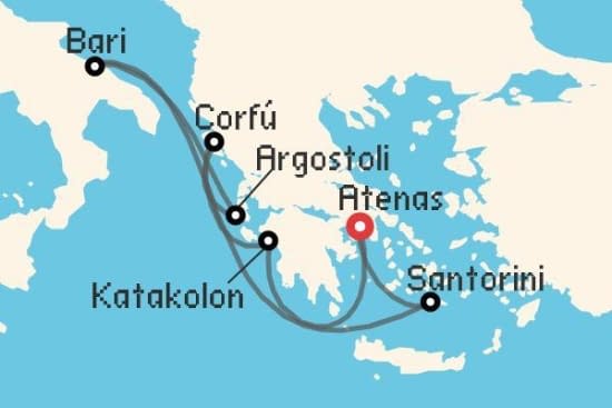 Itinerario del Crucero Islas Griegas desde Atenas - El Pireo MSC Cruceros