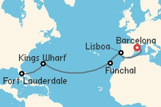 Itinerario del Crucero Transatlánticos desde Barcelona Celebrity Cruises