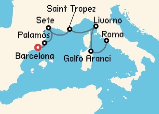 Itinerario del Crucero Mediterráneo desde Barcelona Regent Seven Seas Cruises