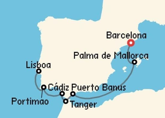 Itinerario del Crucero Mediterráneo desde Barcelona Explora Journeys