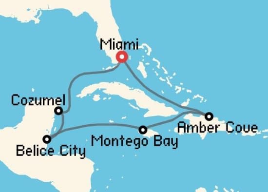 Itinerario del Crucero Caribe desde Miami Cunard