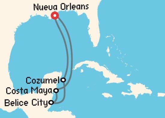 Itinerario del Crucero Caribe desde Galveston Carnival Cruise Lines