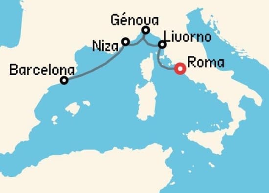 Itinerario del Crucero Mediterráneo desde Roma - Civitavecchia Windstar Cruises