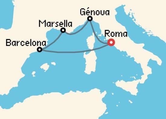 Itinerario del Crucero Mediterráneo desde Roma - Civitavecchia MSC Cruceros