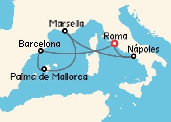 Itinerario del Crucero Mediterráneo desde Roma - Civitavecchia Royal Caribbean