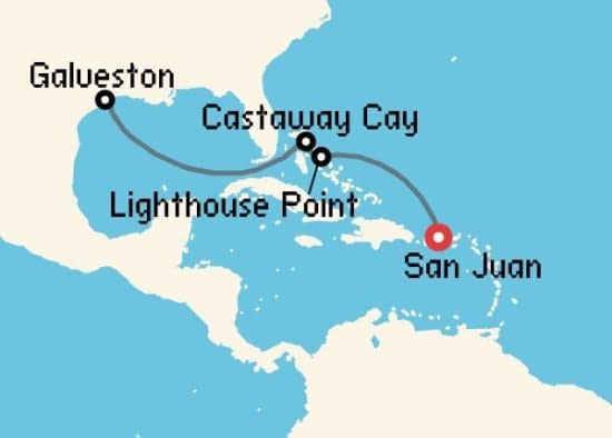 Itinerario del Crucero Caribe desde San Juan Disney Cruise Line