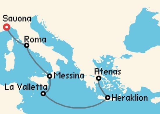 Itinerario del Crucero Mediterráneo desde Savona Costa Cruceros