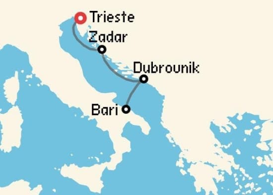 Itinerario del Crucero Islas Griegas desde Trieste MSC Cruceros