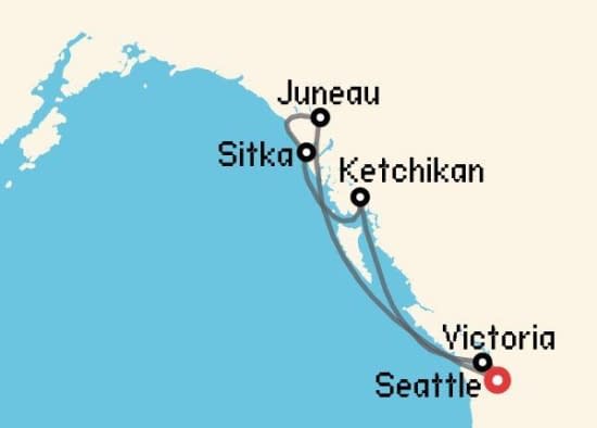 Itinerario del Crucero Alaska desde Seattle Holland America
