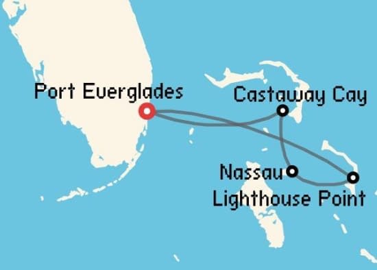 Itinerario del Crucero Caribe desde Fort Lauderdale - Port Everglades Disney Cruise Line