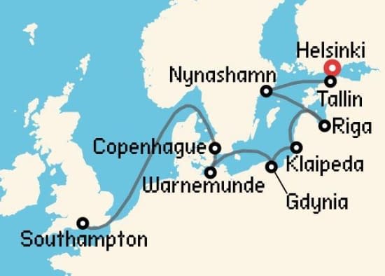 Itinerario del Crucero Báltico y Norte de Europa desde Helsinki Norwegian Cruise Line