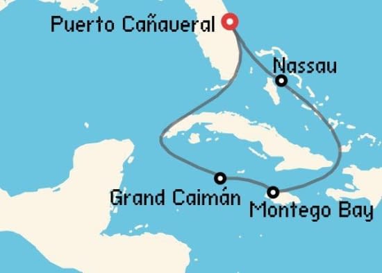 Itinerario del Crucero Caribe desde Puerto Cañaveral Carnival Cruise Lines