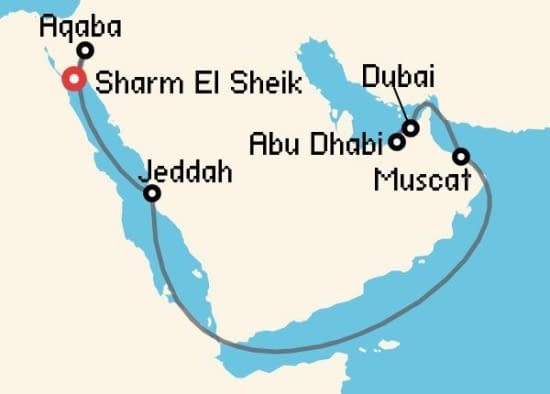 Itinerario del Crucero Emiratos Árabes y Dubai desde Sharm El Sheik Celestyal Cruises