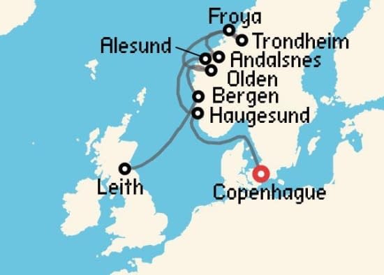 Itinerario del Crucero Fiordos Noruegos desde Copenhague Windstar Cruises