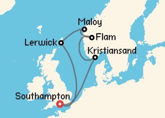 Itinerario del Crucero Fiordos Noruegos desde Southampton MSC Cruceros