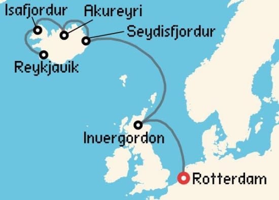 Itinerario del Crucero Islandia y Groenlandia desde Rotterdam Holland America